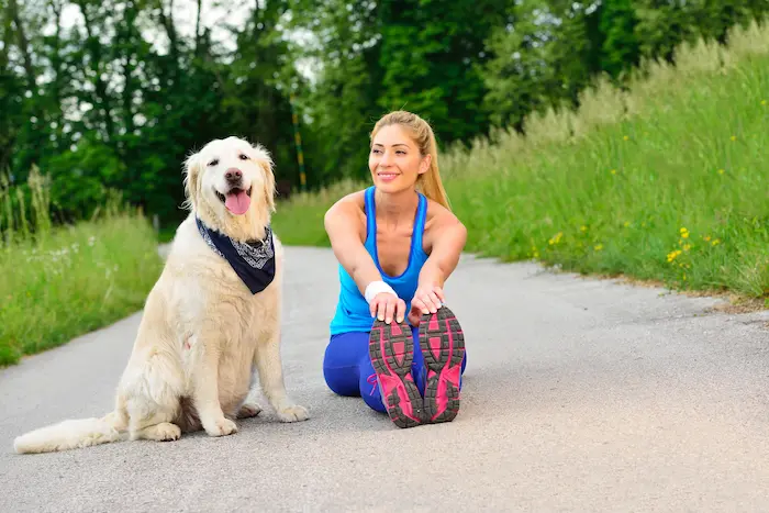 Cute dog with his owner