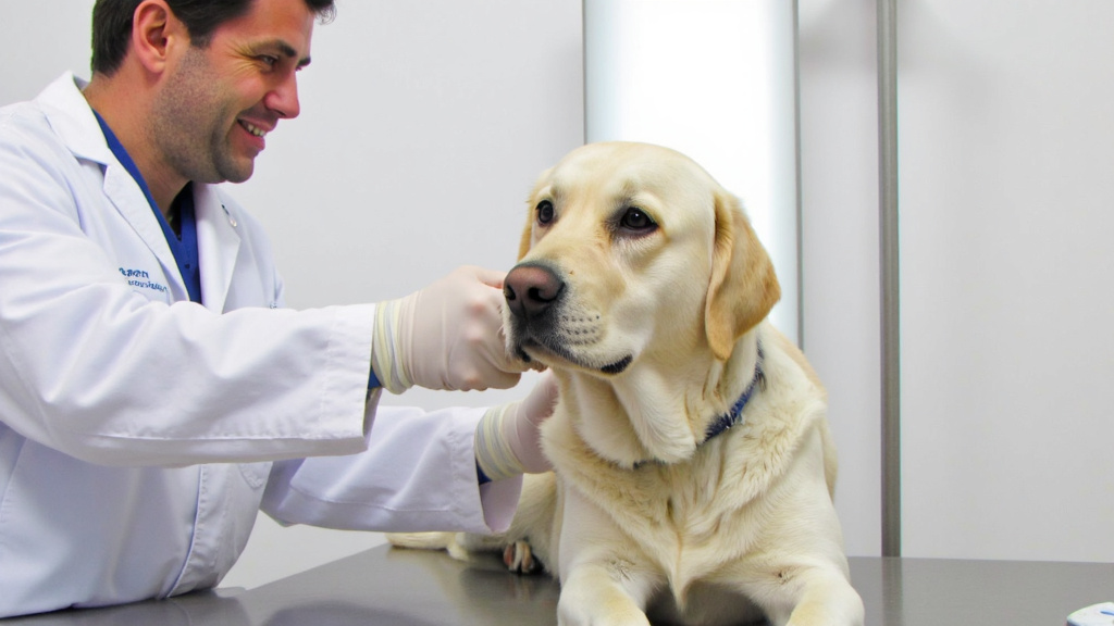 Veterinarian administering medication for dog seizure