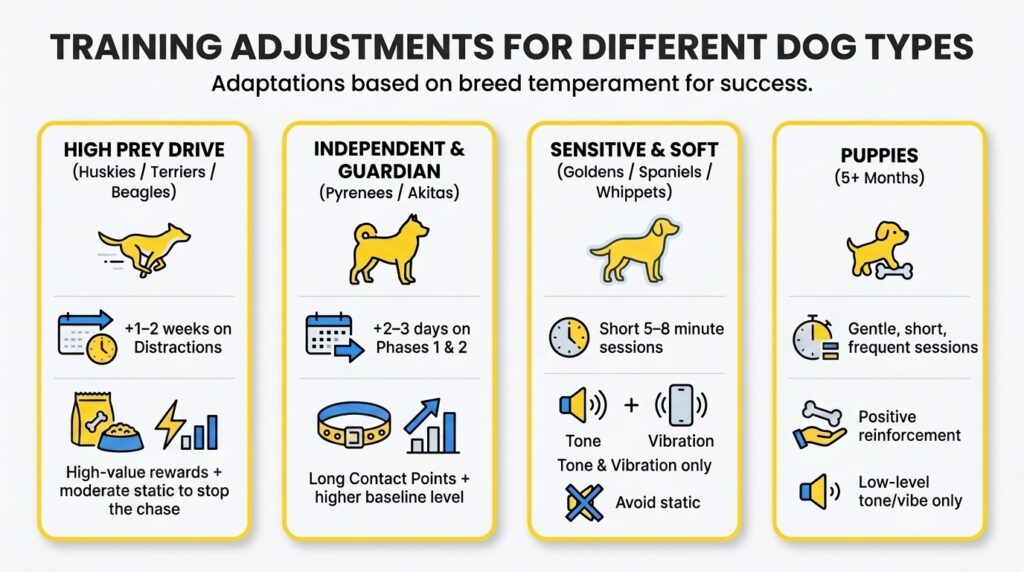training adjustments for different dog types