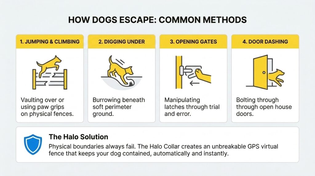 four primary methods of dog escaping