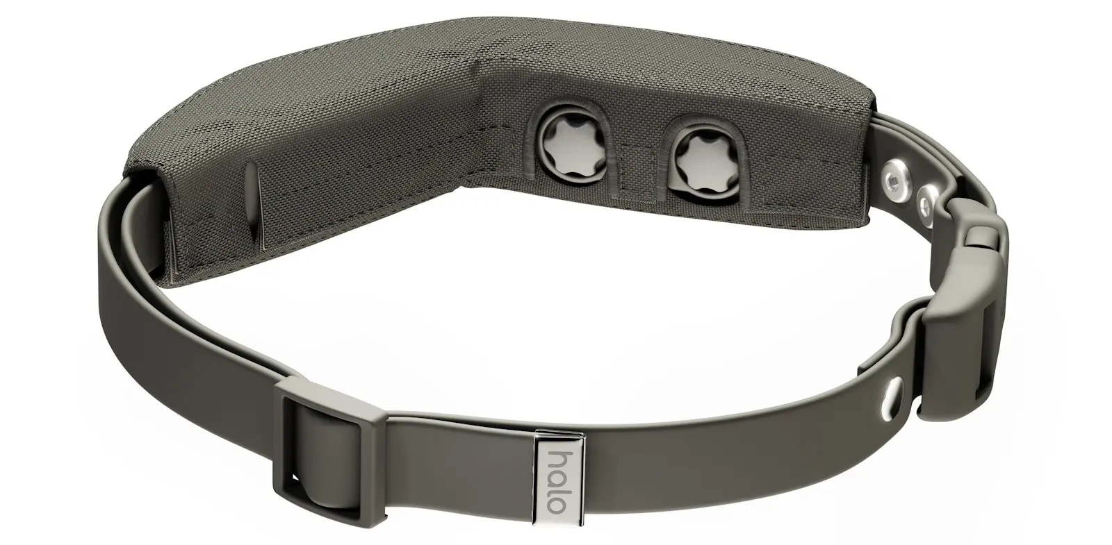 Rear view of a graphite Halo Collar showing the contact-tip attachment points